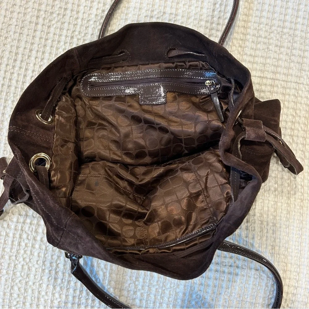 VTG Kate Spade Genuine Suede Chocolate Brown Handbag - Picture 4 of 7